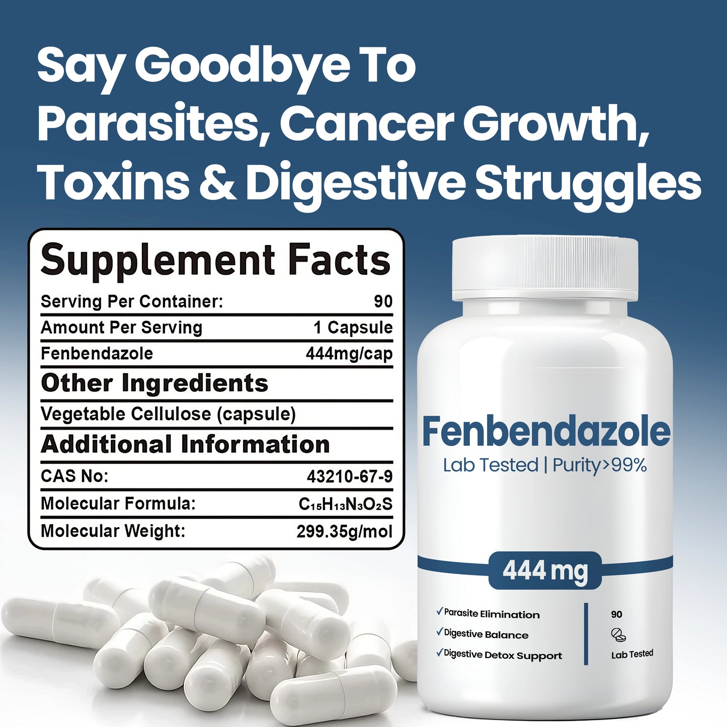 Fenbendazole 444mg, 99% Purity VIP